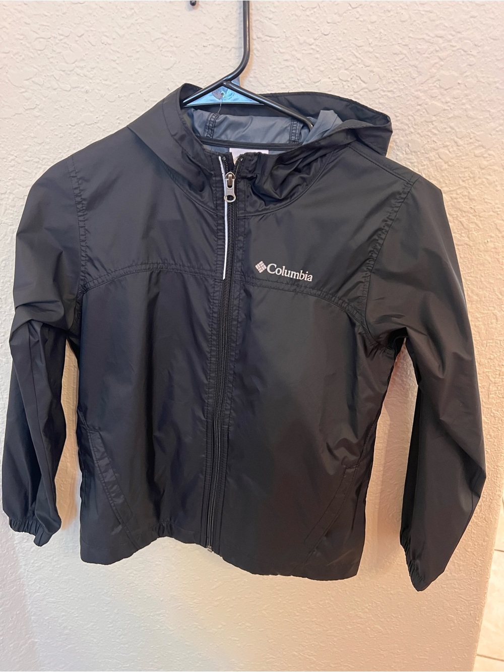 Columbia Kids Black Hooded Rain Jacket